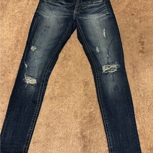 BKE Dark Blue Distressed Skinny Jeans